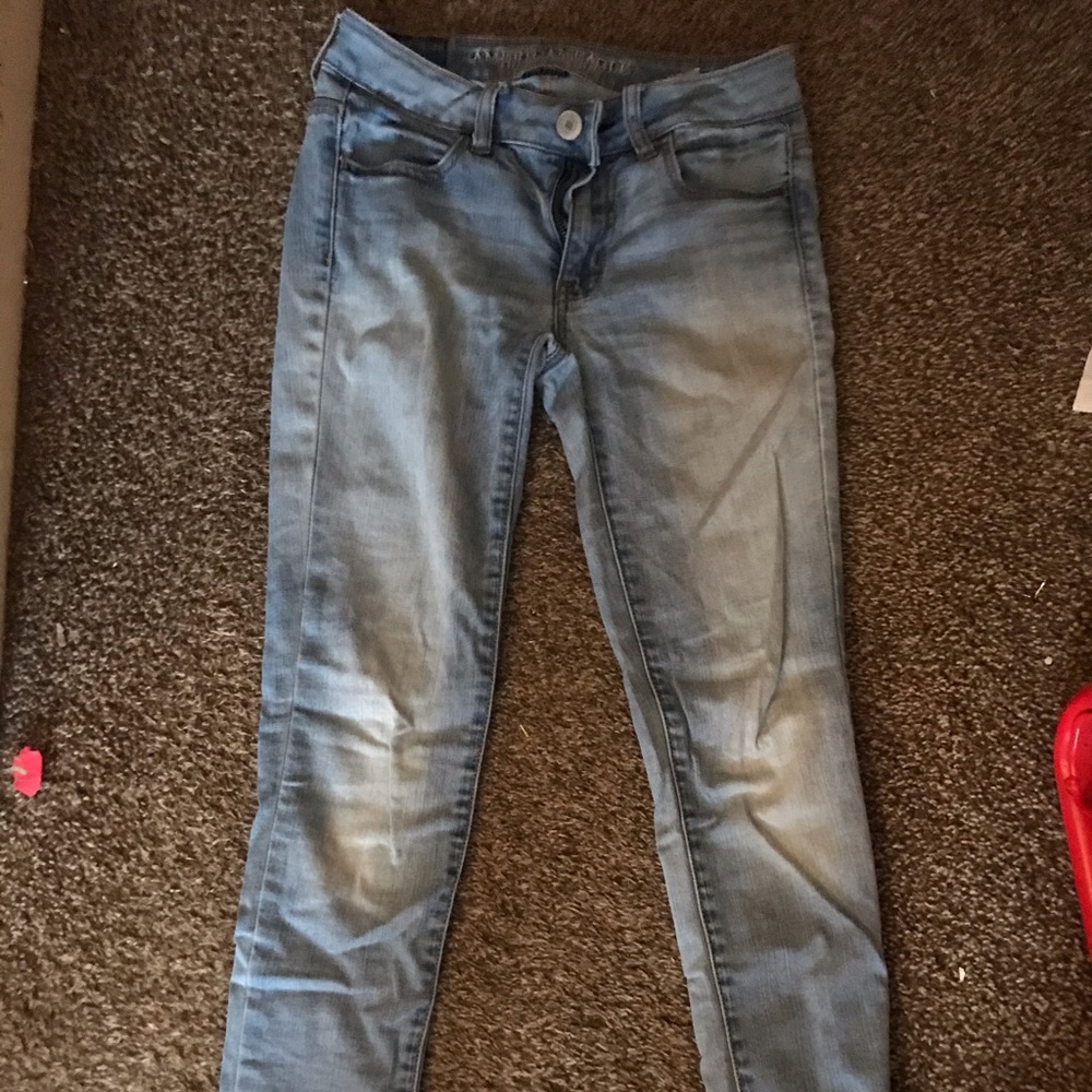 Blue stretchy jeans